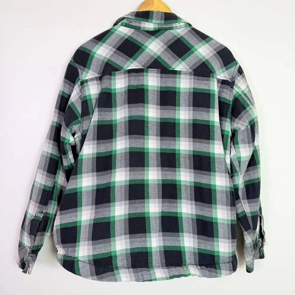 Ocean Pacific Plaid Flannel Sherpa Lined Shirt Jacket Men's M 90s Grunge Surfer